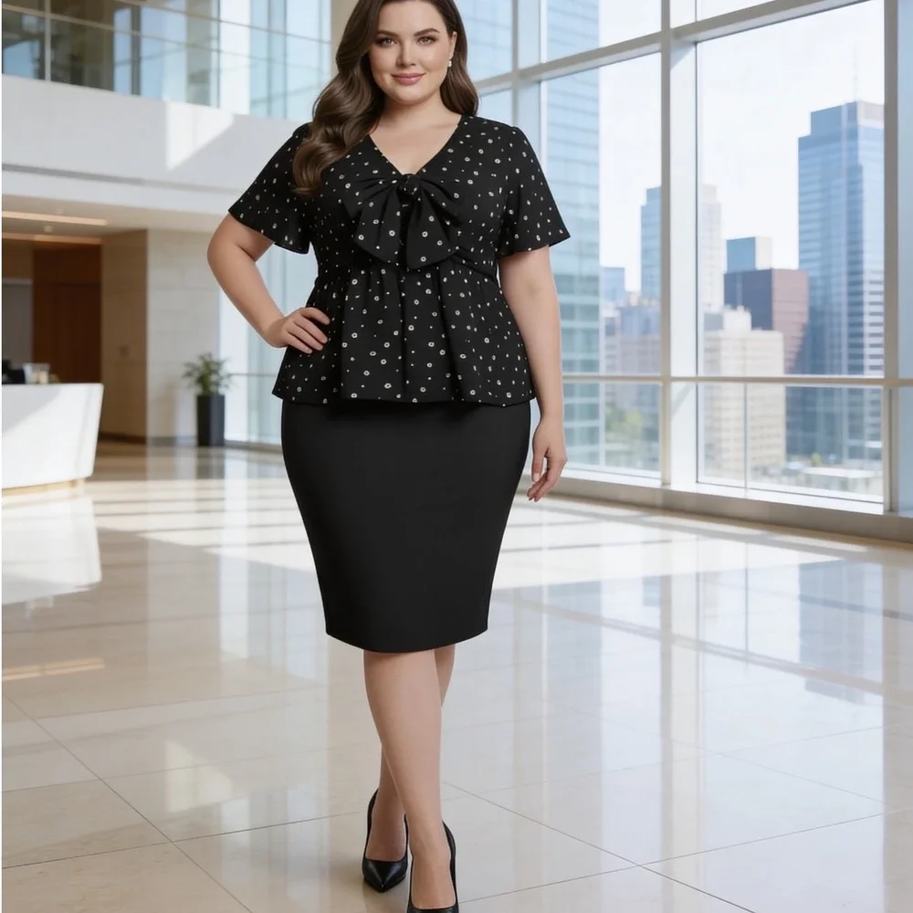 TORRID Deep Black Geo Vintage Cotton V-Neck Relaxed‎ Tie Front Top NWT Size 5X